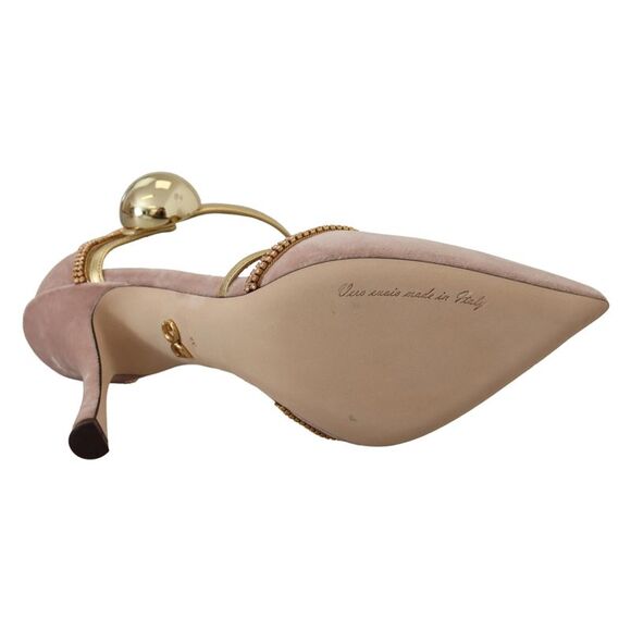Dolce & Gabbana Pink Crystal T-strap Heels Pumps Women\'s Shoes